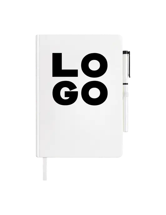 Soft Touch White Journal and Gel Pen Combo w/Logo