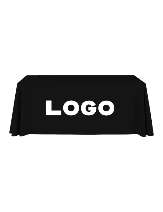 6' Stain-Resistant 4-Sided Black Table Cover w/Logo