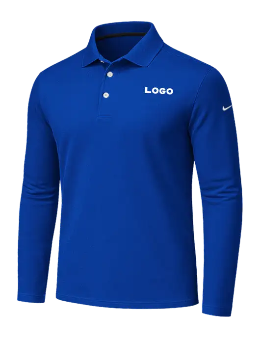 Nike Dark Royal Dri-FIT Micro Pique 2.0 Long Sleeve Polo w/Logo