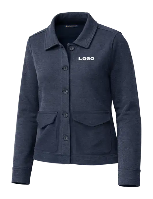 Brooks Brothers Womens Mid-Layer Dark Navy Heather Stretch Button Jacket w/Logo