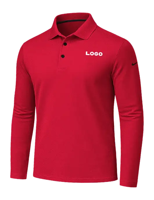 Nike Red Dri-FIT Micro Pique 2.0 Long Sleeve Polo w/Logo