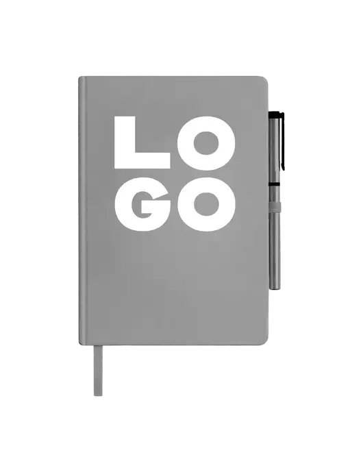 Soft Touch Medium Grey Journal and Gel Pen Combo w/Logo