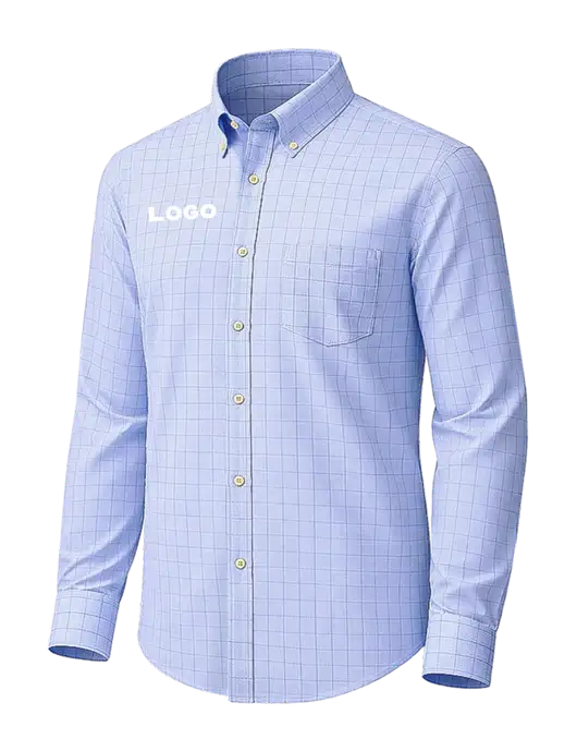 Brooks Brothers Wrinkle-Free Stretch Light Blue Patterned Shirt w/Logo
