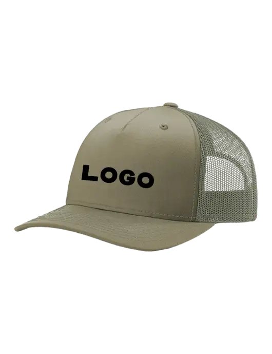 Richardson Five-Panel Trucker Olive Khaki/Light Olive Mesh Cap  w/Logo