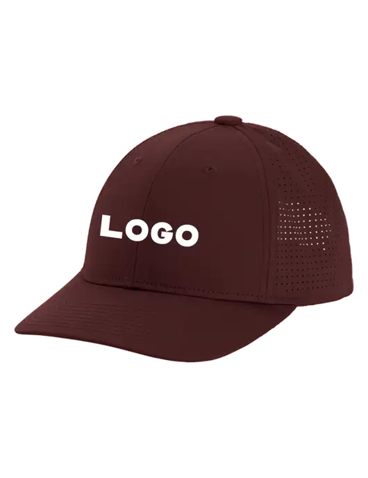 Pro-Cut Structured Snapback with Pinhole Mesh Maroon Cap w/Logo