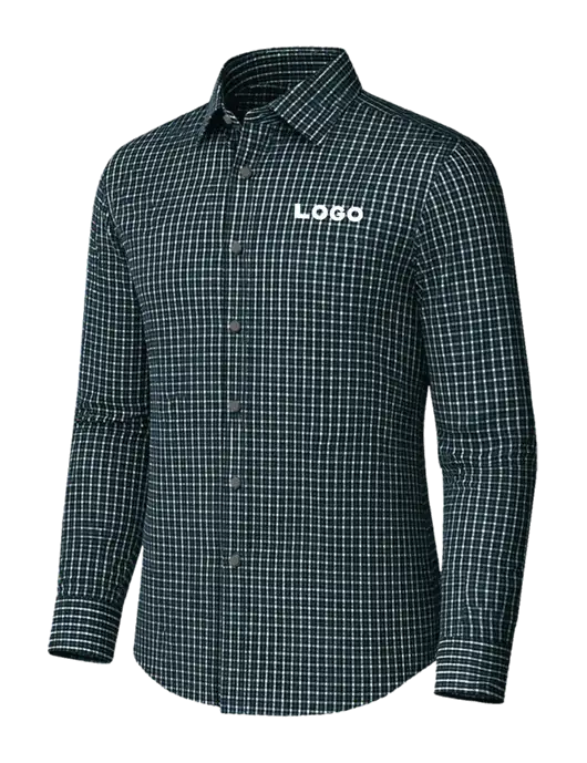 Brooks Brothers Tech Stretch Dark Green Multi Check Patterned Shirt w/Logo