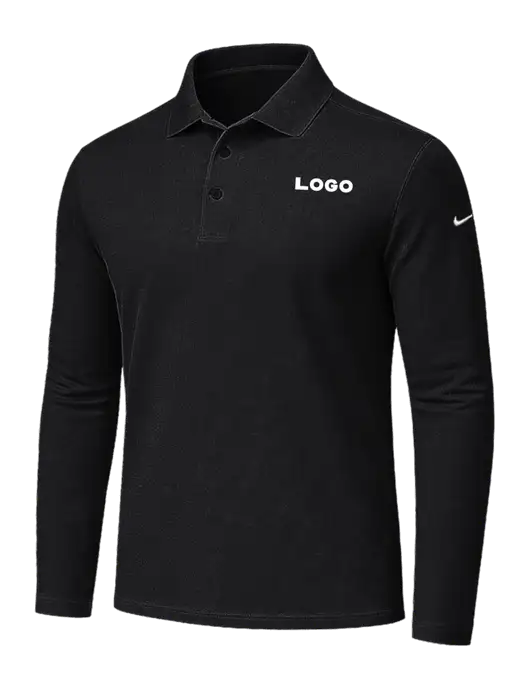 Nike Black Dri-FIT Micro Pique 2.0 Long Sleeve Polo w/Logo