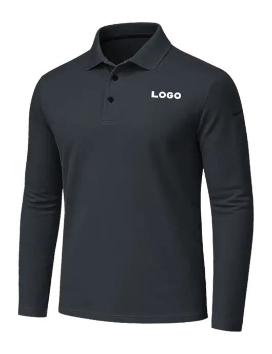 Nike Dark Grey Dri-FIT Micro Pique 2.0 Long Sleeve Polo w/Logo