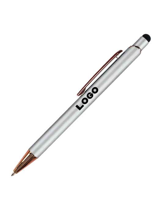 Waterlily White Stylus Blue Ink Pen w/Logo