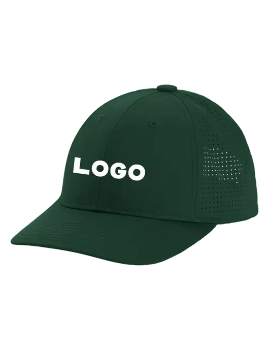 Pro-Cut Structured Snapback with Pinhole Mesh Dark Green Cap w/Logo