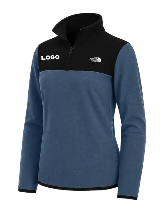 The North Face Womens Light Navy/Black Glacier 1/4-Zip Fleece w/Logo