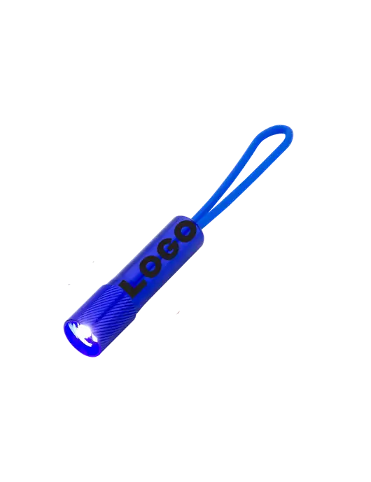 Mini Royal Blue LED Flashlight with Silicone Loop w/Logo