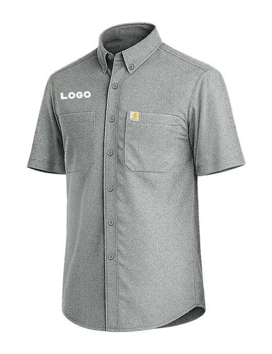 Carhartt Force Sun Defender Medium Grey Short Sleeve Shirt  w/Logo