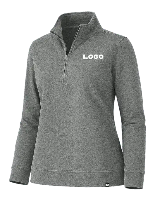 TravisMathew Womens Coveside Medium Dark Grey Heather Heather 1/2 Zip w/Logo