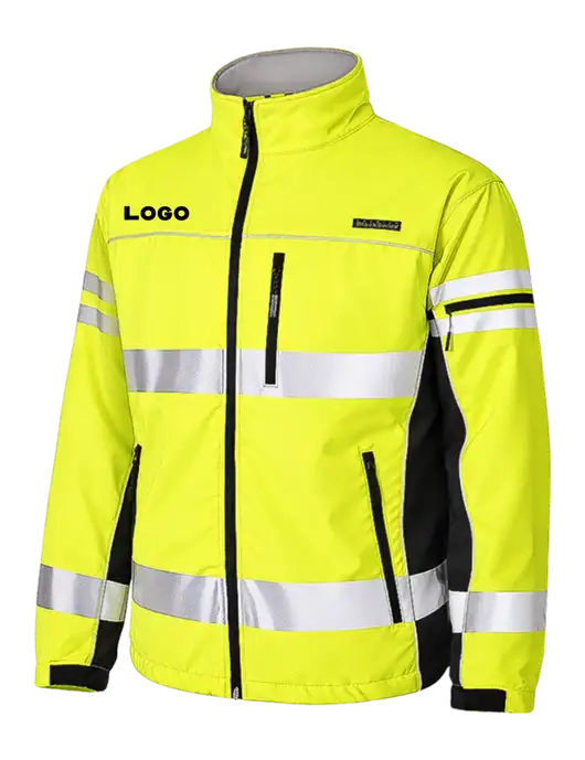 Kishigo Safety Yellow Premium Black Series Class 3 Soft Shell Jacket w/Logo