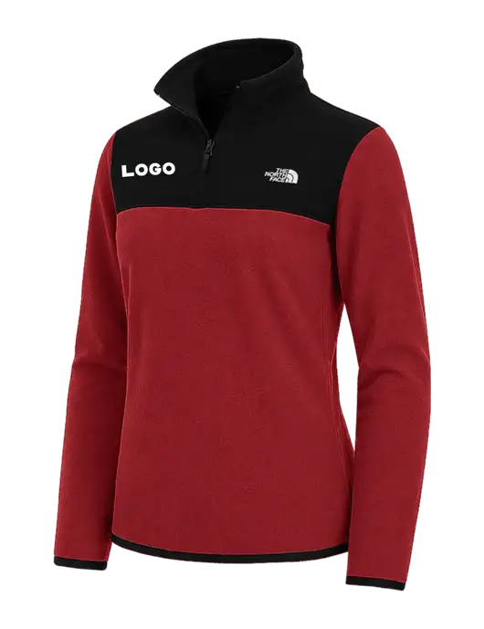 The North Face Womens Cardinal/Black Glacier 1/4-Zip Fleece w/Logo