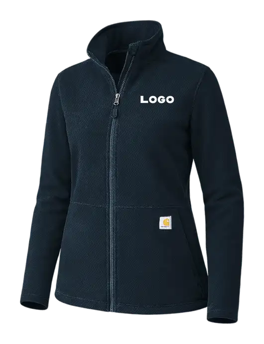 Carhartt Womens Dark Navy Textured Full-Zip Fleece Jacket w/Logo