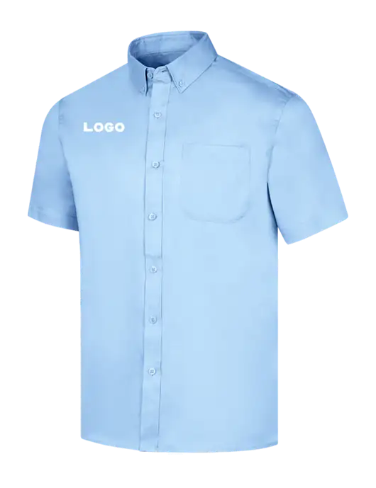 Short Sleeve Light Blue Superpro React Twill Shirt w/Logo