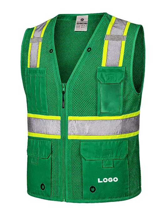 Kishigo Medium Green/Safety Yellow EV Series Enhanced Visibility Multi-Pocket Mesh Vest w/Logo