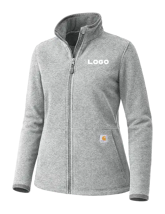 Carhartt Womens Medium Grey Heather Textured Full-Zip Fleece Jacket w/Logo