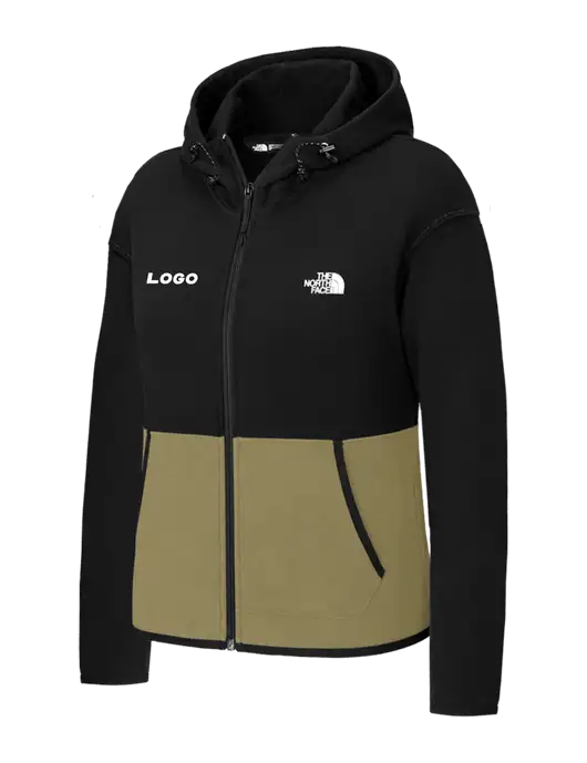 The North Face Womens Black/Dark Tan Double-Knit Full-Zip Hoodie w/Logo