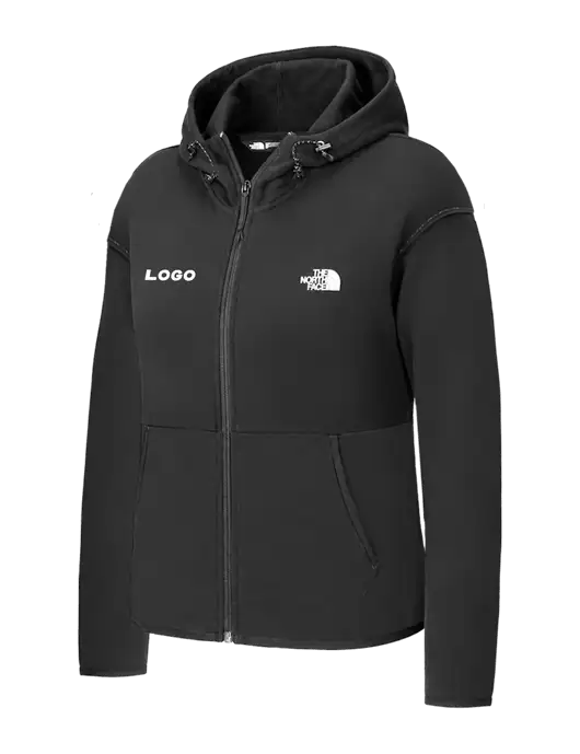 The North Face Womens Dark Medium Grey Double-Knit Full-Zip Hoodie w/Logo
