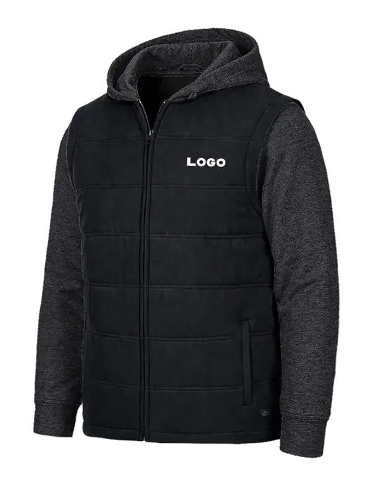 TravisMathew Tides Up Hooded Black/Black Heather Jacket w/Logo