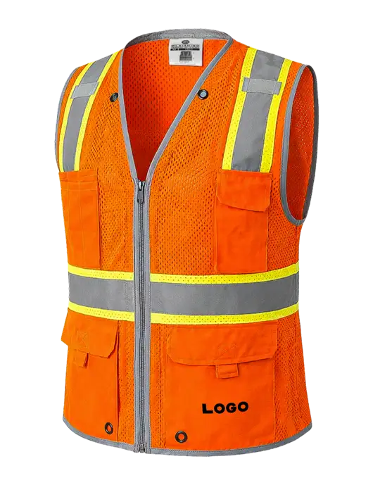 Kishigo Safety Orange Premium Brilliant Series Heavy-Duty Class 2 Vest w/Logo