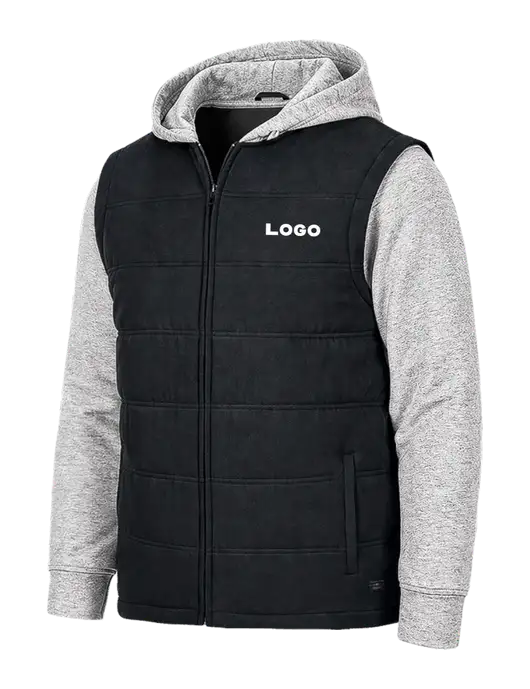 TravisMathew Tides Up Hooded Black/Light Gray Heather Jacket w/Logo