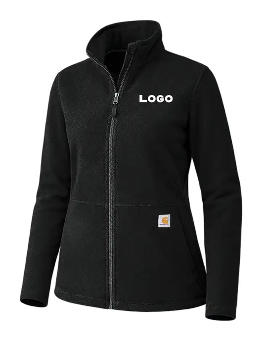 Carhartt Womens Black Textured Full-Zip Fleece Jacket w/Logo