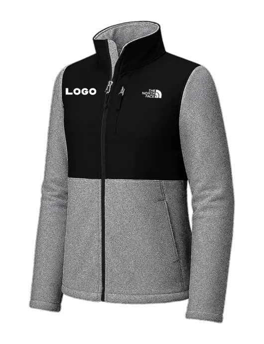The North Face Womens Dark Medium Grey Heather/Black Highest Peak Full-Zip Fleece Jacket w/Logo