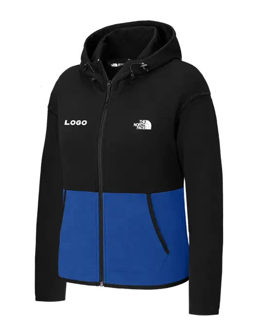 The North Face Womens Black/Royal Double-Knit Full-Zip Hoodie w/Logo
