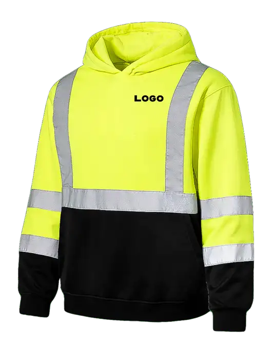 Kishigo Hi-Vis Safety Yellow Hooded Sweatshirt w/Logo