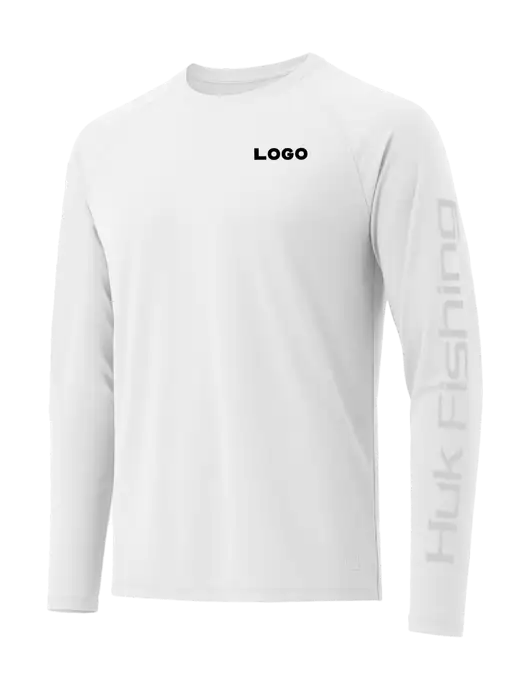 HUK White LoPro Pursuit Long Sleeve T-Shirt w/Logo