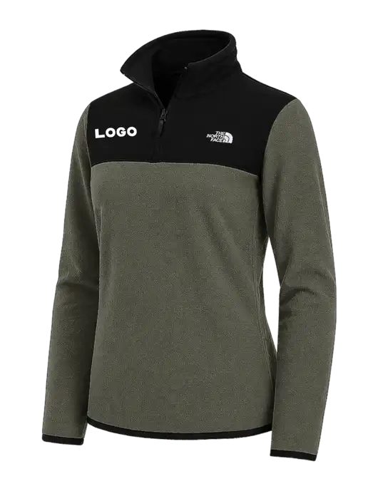 The North Face Womens Dark Olive/Black Glacier 1/4-Zip Fleece w/Logo