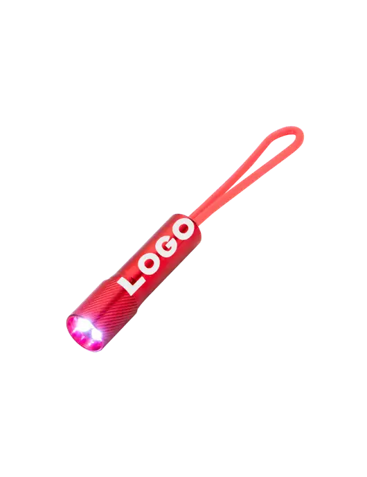 Mini Red LED Flashlight with Silicone Loop w/Logo