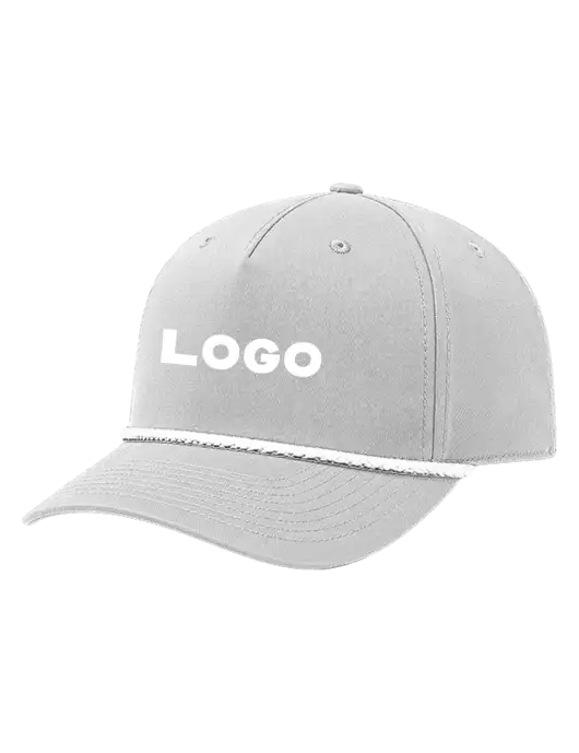 Richardson 5-Panel Classic Light Grey/White Rope Cap w/Logo