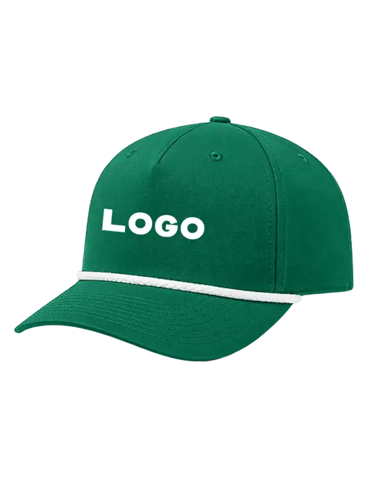 Richardson 5-Panel Classic Medium Dark Green/White Rope Cap w/Logo