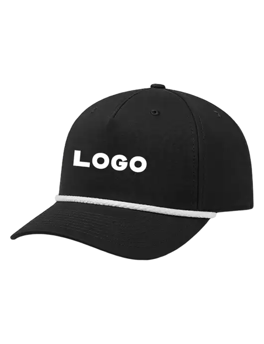 Richardson 5-Panel Classic Black/White Rope Cap w/Logo