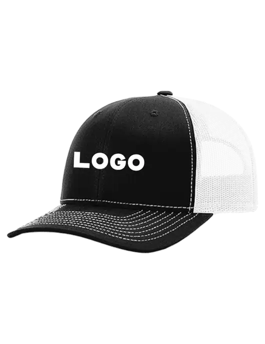 Richardson 112+ R-Flex Black Trucker Cap w/White Mesh w/Logo