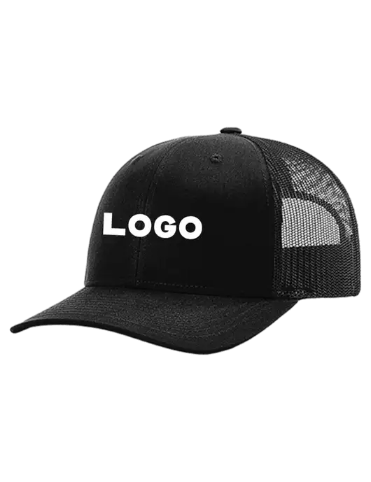 Richardson 112+ R-Flex Black Trucker Cap w/Black Mesh w/Logo