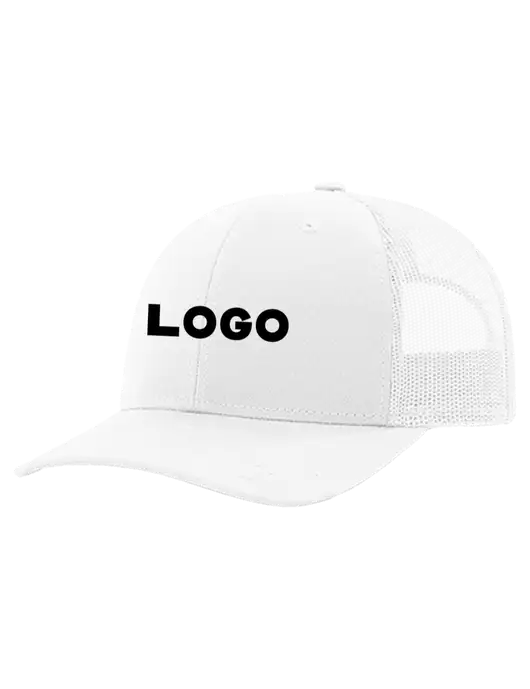 Richardson 112+ R-Flex White Trucker Cap w/White Mesh w/Logo